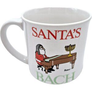 Vintage 80's Morrow Santas Bach Coffee Mug Music Lover Funny White Holiday